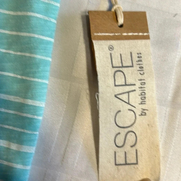 Habitat. ESCAPE. V neck tee shirt with cap sleeves, striped , boxy , relax fit - Picture 2 of 8